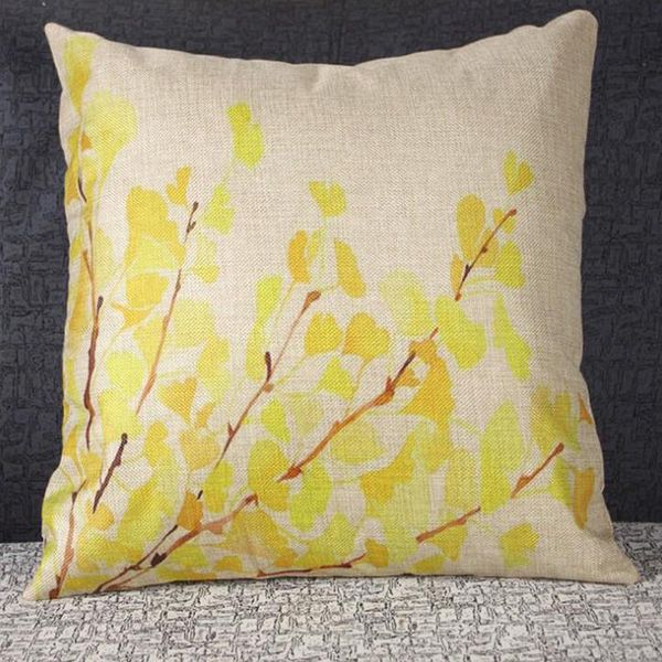 

cushion/decorative pillow printing yellow ginkgo leaves case christmas simple sofa linen waist throw cushion cover home decorative
