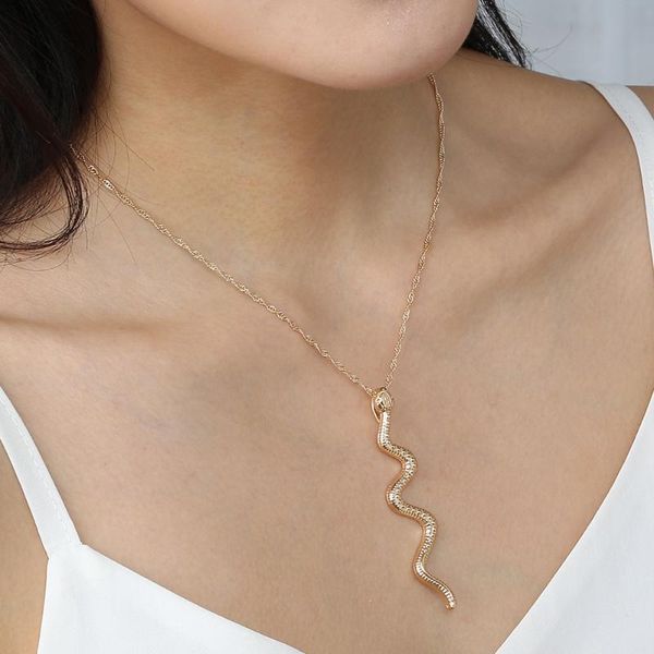 

chains thin chain snake pendant necklace for women punk clavicle choker neck collar fashion jewelry, Silver