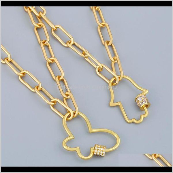 

necklaces & pendants drop delivery 2021 flola gold chain butterfly for cz crystal fatima hand necklace pendant women carabiner lock punk jew, Silver