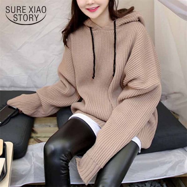 

loose casual oversized hoodie plus size women's harajuku pullover hoodies korean knitted wool sweatshirt drawstring 11847 210421, White