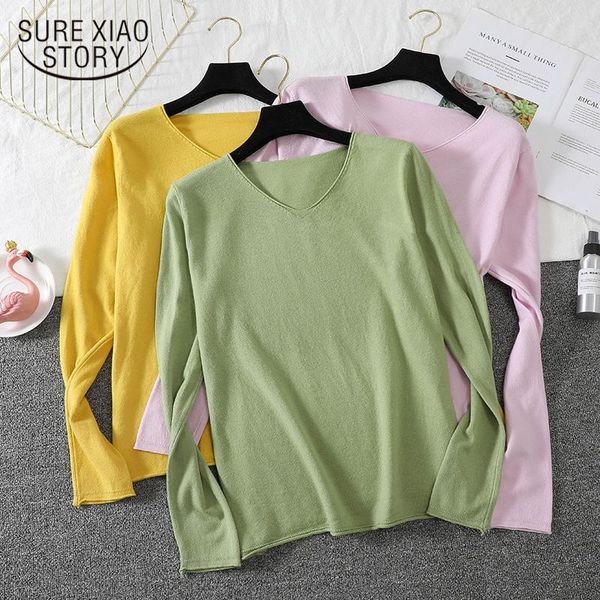 

women's sweaters 2021 v neck sweater pullover casual slim bottoming female elastic long sleeve femme 7336 50, White;black