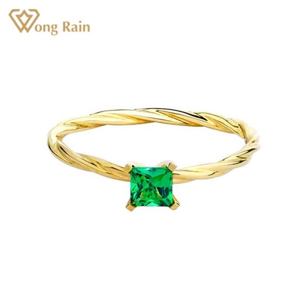 

cluster rings wong rain 100% 925 sterling silver emerald gemstone wedding party vintage 18k yellow gold ring for women fine jewelry wholesal, Golden;silver