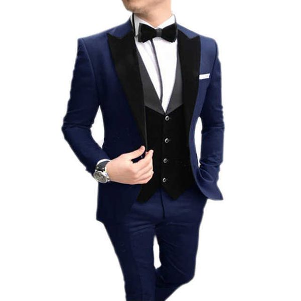 

men's suits & blazers male suit three casual thin fitting black notch lapel tux jacket wedding party (jacket + vest pants) fy5b, White;black