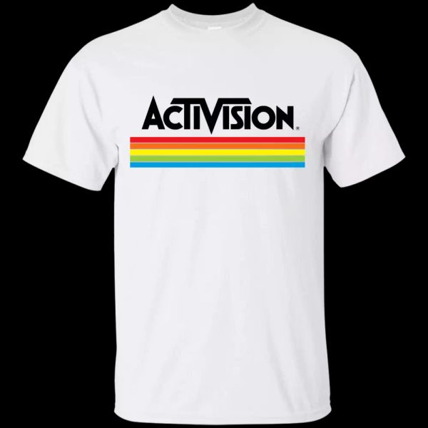 

activision, retro, logo, video game, atari 2600, t-shirt, White;black