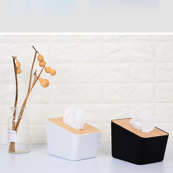 

tissue box napkin paper holder with wooden cover for home office (black) boxes & napkins