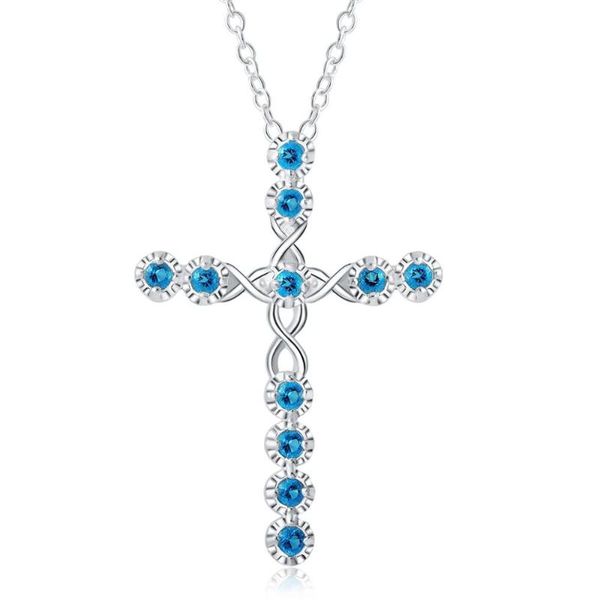 

chains 925 silver necklace cross zircon pendant religious belief jewelry gift