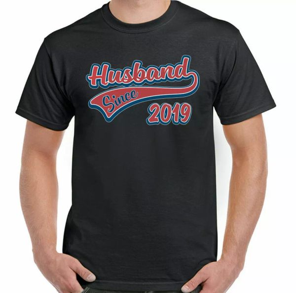 

husband shirt since 2019 mens fun wedding birthday valentine fathers, White;black
