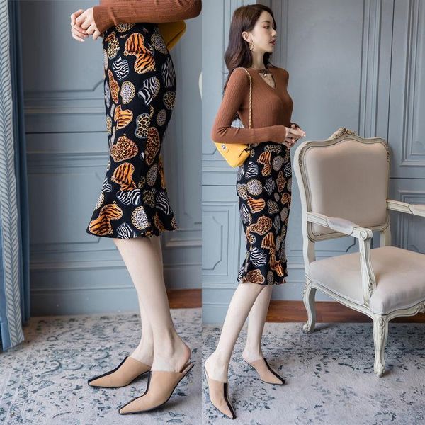 

skirts plus size 2021 women casual high elastic package hip pencil skirt fashion vintage slim elegant office lady, Black