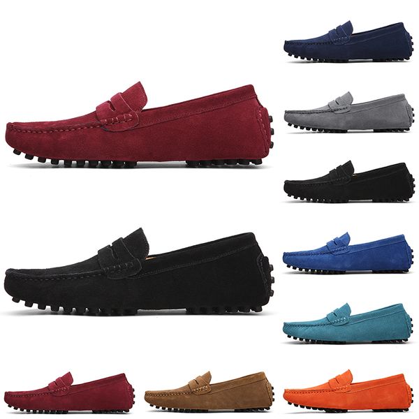 GAI Großhandel Nicht-Marke Männer Casual Wildleder Schuhe Schwarz Hellblau Rot Grau Orange Grün Braun Herren Slip auf Lazy Leder Schuh