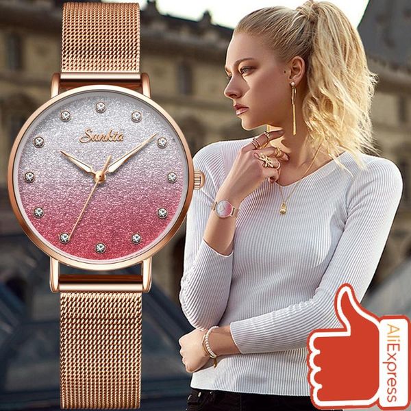 

wristwatches sunkta watches women brand ladies fashion zegarek damski montre femme relogio feminino relojes para, Slivery;brown