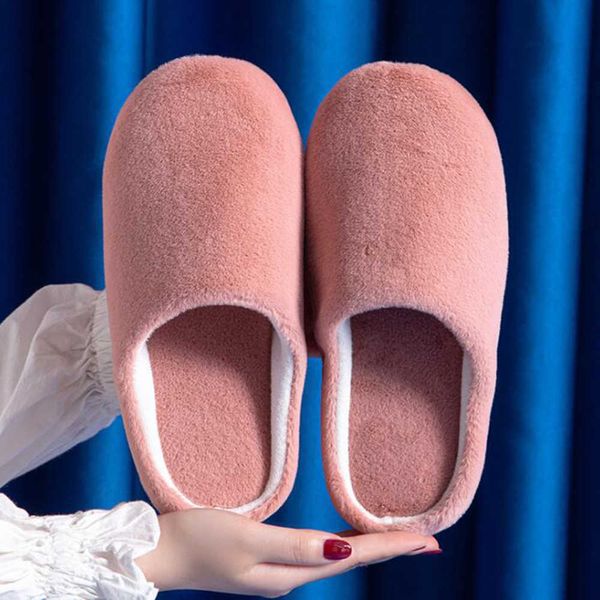 Home Pantofola di grandi dimensioni Cotone leggero invernale per ragazze Pelliccia di coniglio Breve peluche Scarpe da interno femminili calde qq813 210625