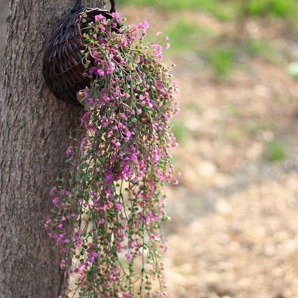 Dekorative Blumen Kränze 80 cm Künstliche Pflanzen gefälschte Rebe hängende Girlande Pflanze Rattan Haus im Freien Gartendekoration Blumenwand De de