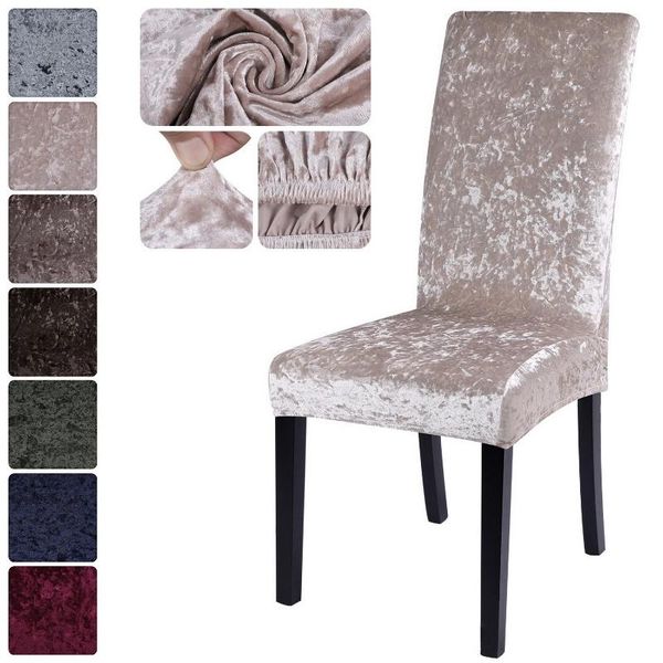 

crushed velvet dining chair cover spandex elastic slipcover room case for kitchen wedding banquet covers