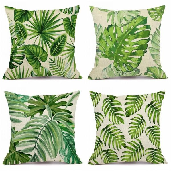 

monstera pillow case sofa square decorative cover green plant cushion 45x45cm ac147 cushion/decorative