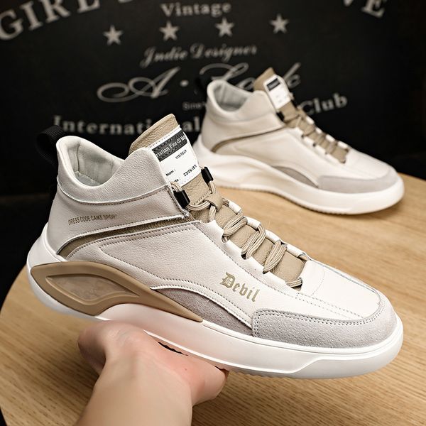 

2021 men's cotton increased leather personality versatile medium casual board plush sho in autumn and, Black