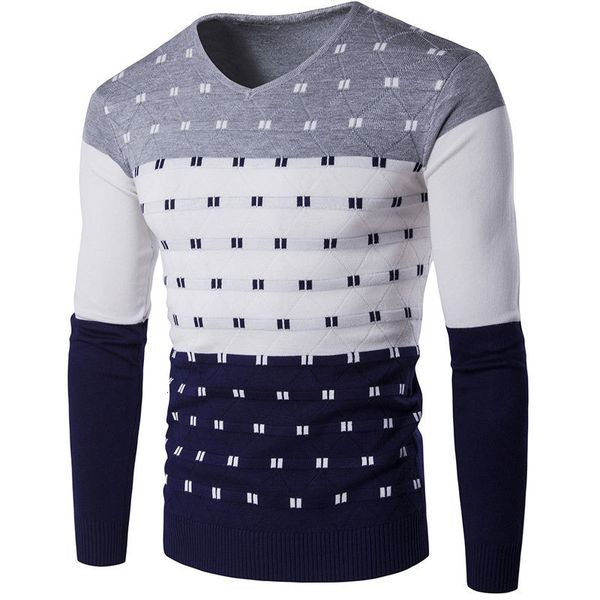 

men's sweaters spring autumn patchwork sweater cotton thin slim v-neck pullover simple warmer comfortable outware clothing low price qz, White;black