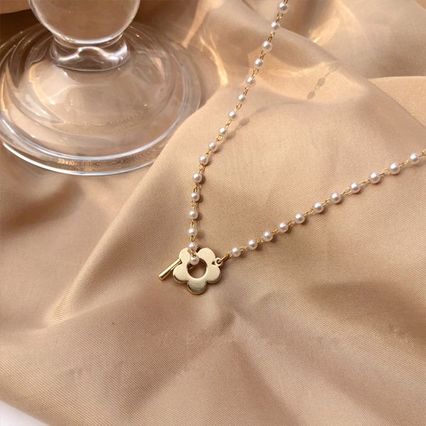 

mode persoonlijkheid bloem ketting parels sleutelbeen hanger schattige romantische voor vrouwen sieraden, Silver