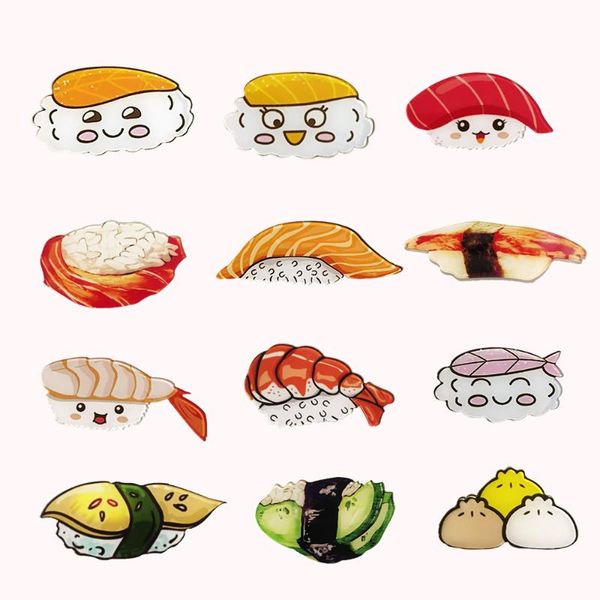 

pins, brooches cute shirt brooch cartoon sushi bread pins for backpacks hat bag vintage acrylic jewelry badges scarf buckle years gift, Gray
