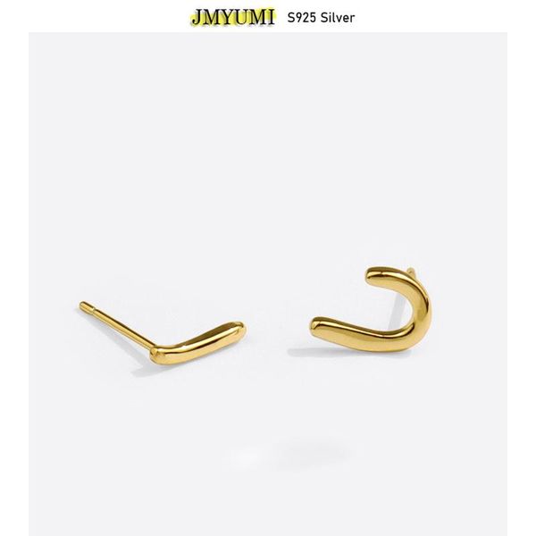 

stud minimalist 925 sterling silver earrings bar gold geometric ellipse handmade party accessories jewelry gift, Golden;silver