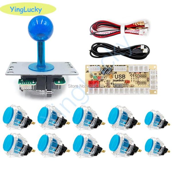 

game controllers & joysticks arcade joystick kit usb encoder pc controller + sawan transparent buttons for mame games raspberry pie