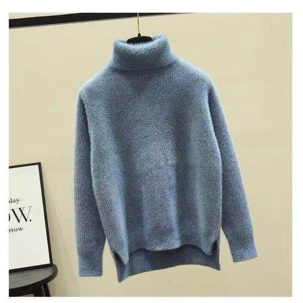 

autumn winter warm thick women sweaters korean cashmere turtleneck long sleeve fashion oversized knitted pullovers w498, White;black