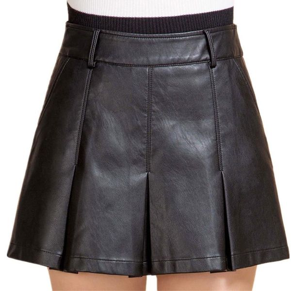 

european style fashion women bodycon short pants skirt quality pu leather female black red classical 55f women's shorts, White;black