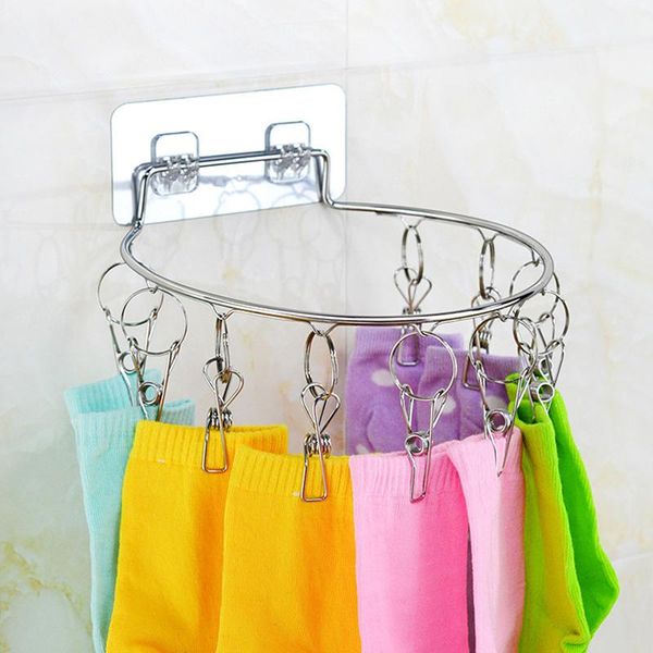 

hangers & racks 2021 punch-wall-mounted rack bold stainless steel sock hanger storage towel socks clip drying round square