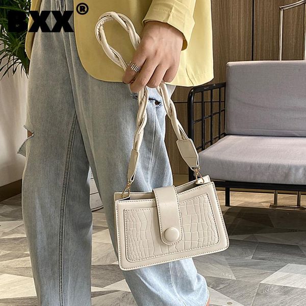 

[bxx] vintage pu leather stone pattern bags women 2021 fashion weave chain shoulder bag lady trend handbags purses cb966 cross body
