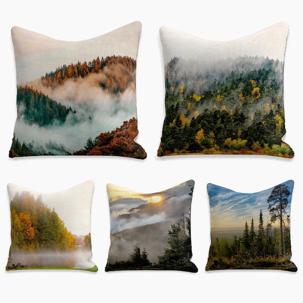 

pillow case forest landscape square cushion cover polyester throw pillows cushions for home decor 45x45cm