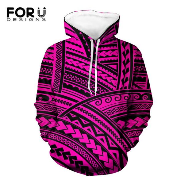 

women's hoodies & sweatshirts forudesigns women pullovers autumn winter polynesian traditional tribal oversize ladies warm pocket hoode, Black