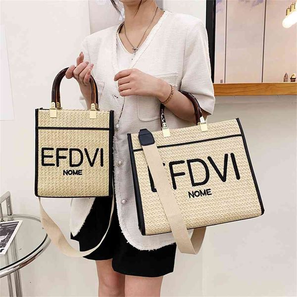 

summer portable straw woven bag new one shoulder beach simple embroidered messenger