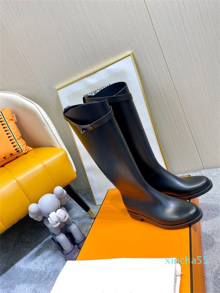 

boot woman all-match slimming long boots women seasons high tube but knee sleeve thick heel knight booties leather shoes, Black