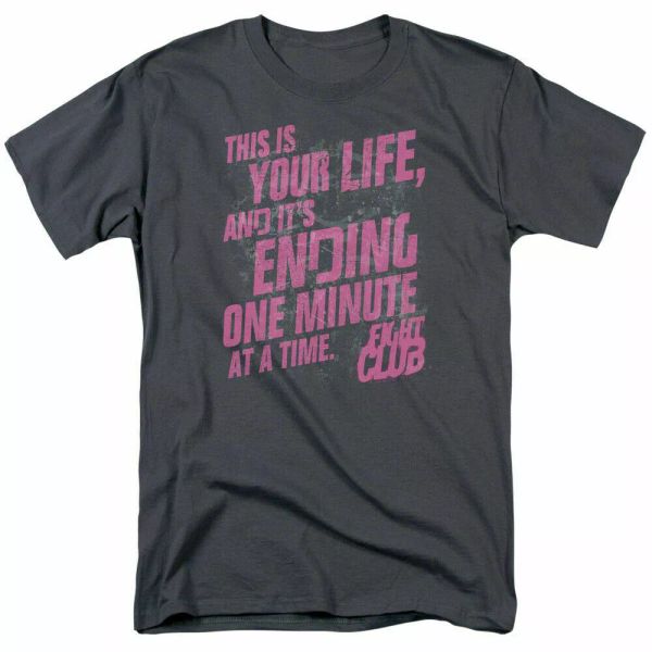 

fight club life ending t shirt licensed movie retro classic tee new charcoal, White;black