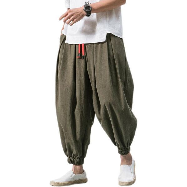 

men's pants clothing fashion summer clothes wide-leg harem casual loose trousers jogging bottoms men, Black