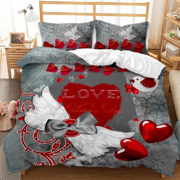 

bedding sets love heart duvet cover luxury set single romatic quilt covers 2/3pcs bedclothes for adults bedroom decoration