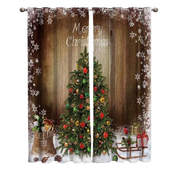 

curtain & drapes merry christmas tree gift snowflake curtains window living room kitchen indoor high blackout