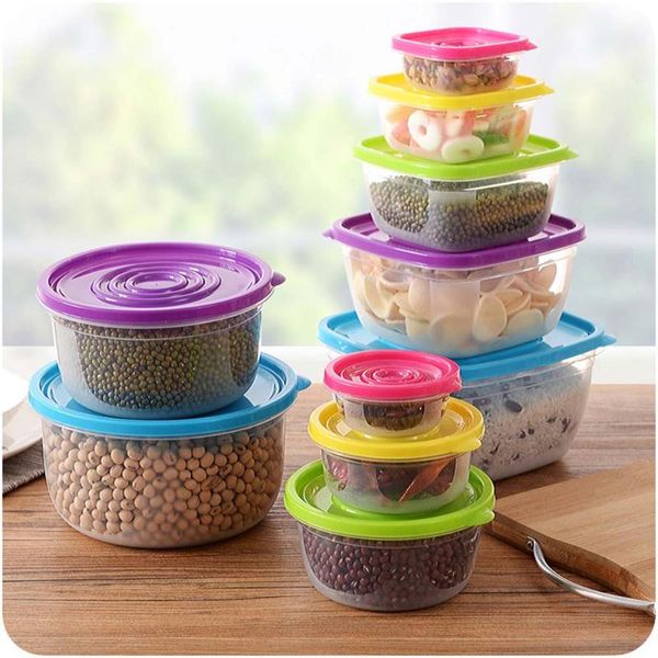 

storage bottles & jars 5pcs/set food container plastic bento fresh-keeping box fridge multi capacity crisper microwave kitchen