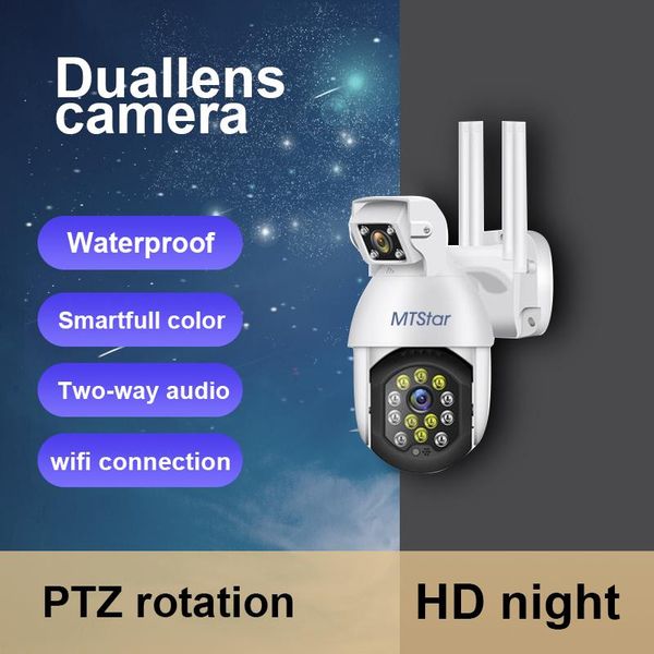 

mtstar 1080p dual lens wifi wireless outdoor auto tracking ptz security camera ip cameras