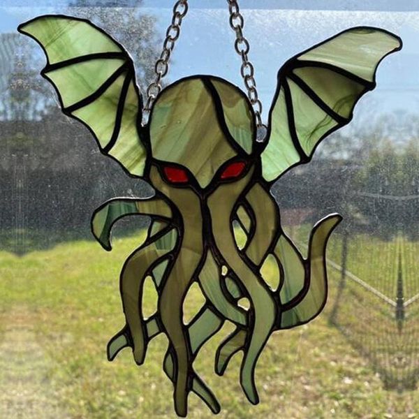 

cthulhu suncatcher art stained wind chimes from a chain handcrafted color hanging pendant decor for windows farmhouse yard decorative object