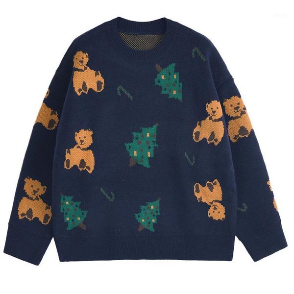 

size jacquard big knitting sweater loose fit round neck long sleeve women pullovers fashion autumn winter 2021 1dd3631 women's sweaters, White;black