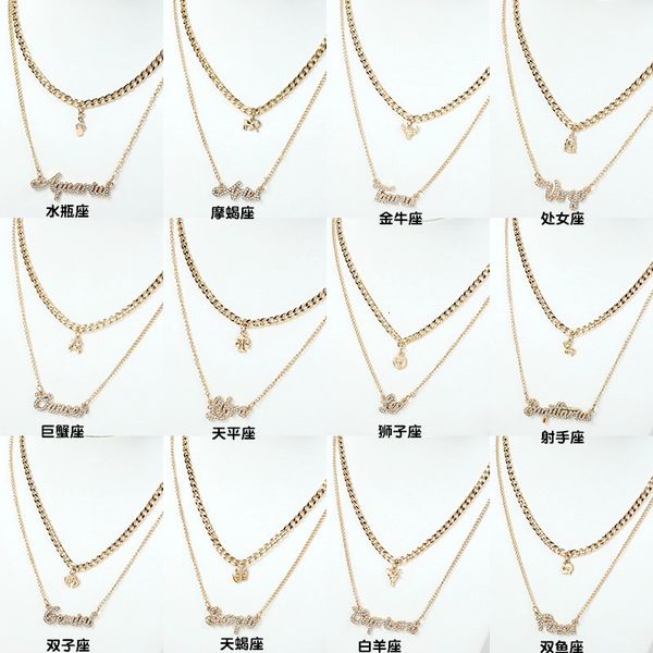 

letter diamond necklace zodiac pendant lovers jewelry, Silver