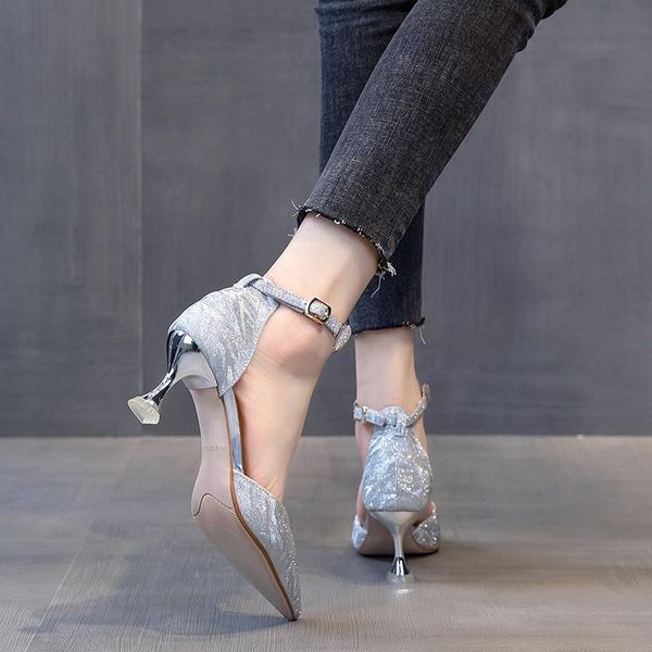 

dress shoes spring fashion pointed wild high heels, Black