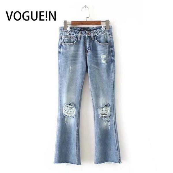 

women's jeans n womens ladies fashion holes old make blue denim pants trousers