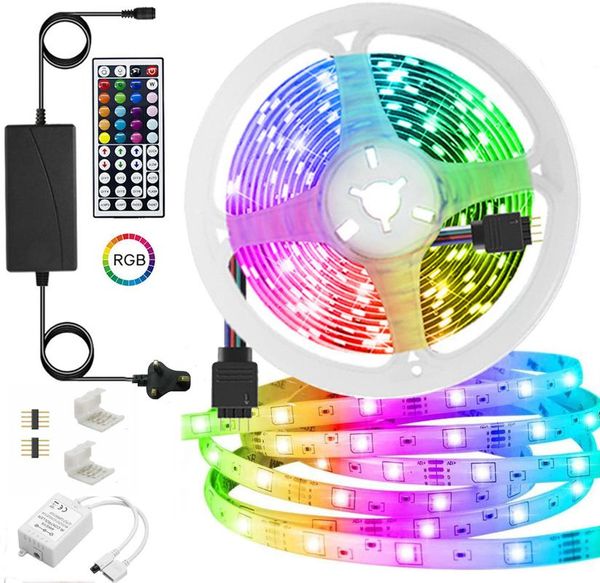 

strips led strip lights for bedroom rgb 5m 10m 15m 20m flexible diode remote control with power adapter