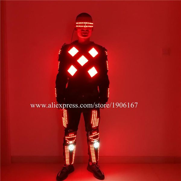 

party decoration rgb led luminous robot men dance suit dj armor glasses colorful light up flashing costumes performance outfits clothes