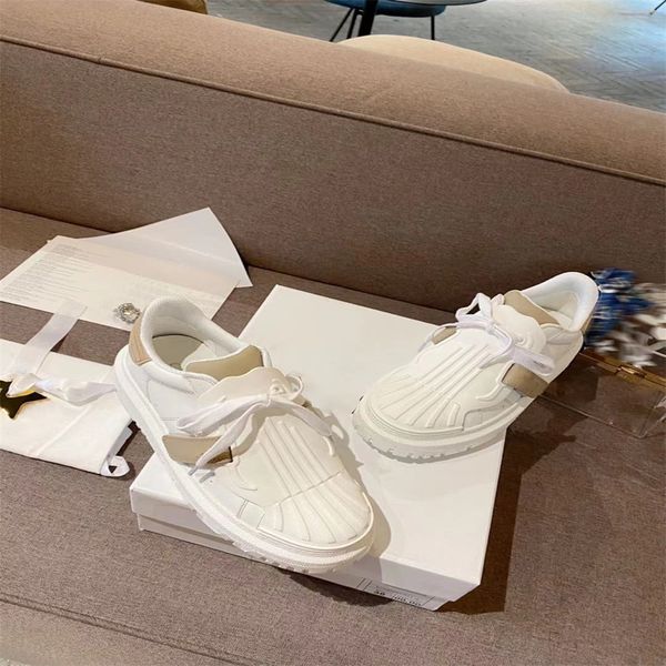 

luxury designer women causal shoes winter fashion leather surface thick soled sneakers lace up board shoe many colors shell head, Black