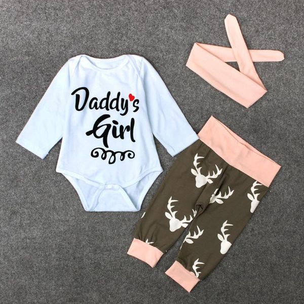 

clothing sets #vw romper bodysuit+print pants hairband letter print long sleeve o-neck kids born baby girl clothes outfits set ropa, White