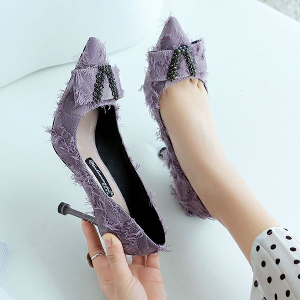 

sandals 2021 spring pointed shallow mouth stiletto high heel single shoes women's wild banquet dress large size small dgmw, Black