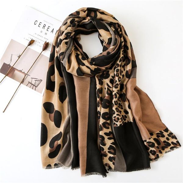 

scarves luxury women cotton leopard scarf large shawls pashmina hijab foulard echarpe brand designer print lady beach stole head, Blue;gray