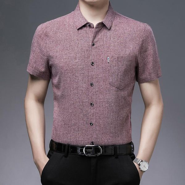 

men's casual shirts 2021 summer short sleeve shirt leisure middle-aged and elderly simple thin half dad 206, White;black